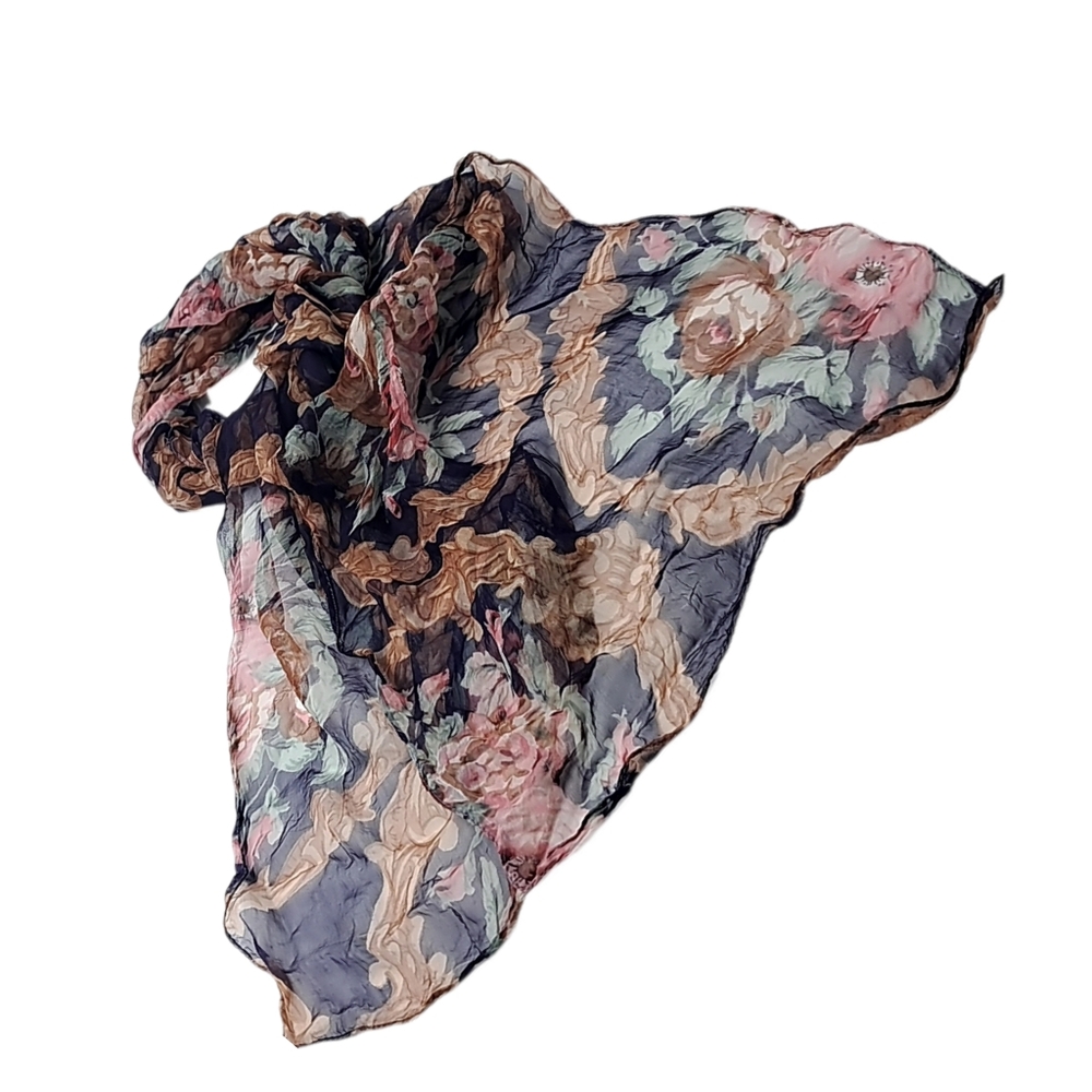 Sheer Scarf with Beautiful Detailed Floral Patterns